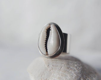 Large Cowrie Shell Ring, Silver Ring, Statement Ring, Eco Silver Jewellery, Statement Ring, Shell Jewellery