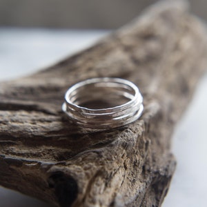 Hammered Sterling Silver Stacking Rings: Thin Minimalist Bands, Handmade in UK