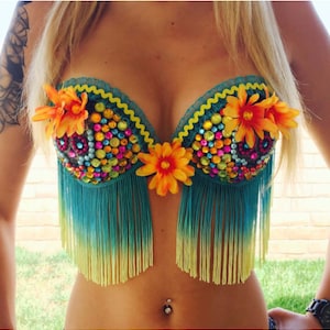 Rave Bra/ Day of the Dead/ Daisy Costume image 1