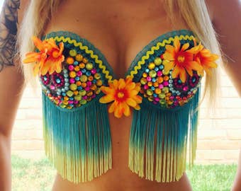 Rave Bra/ Day of the Dead/ Daisy Costume