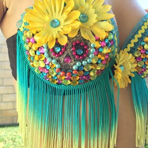 Rave Bra/ Day of the Dead/ Daisy Costume image 4