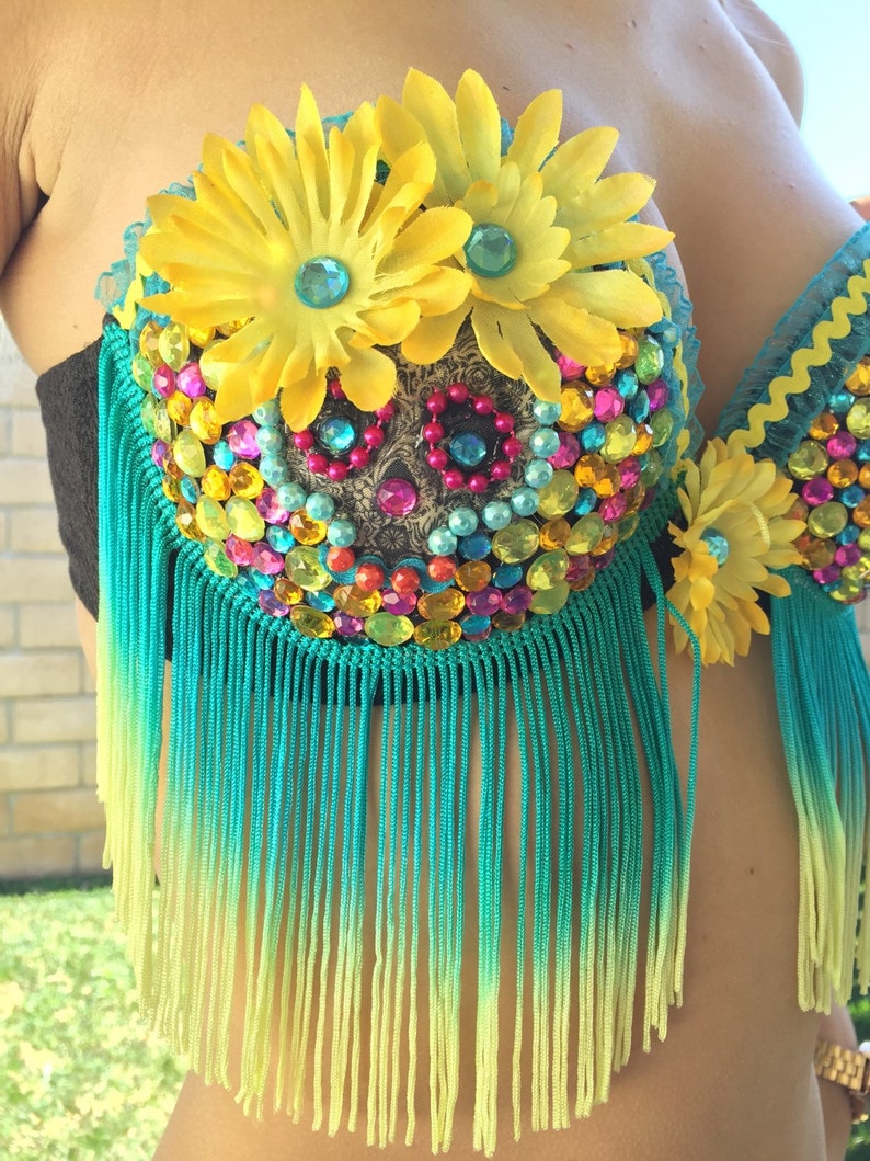 Rave Bra/ Day of the Dead/ Daisy Costume image 4