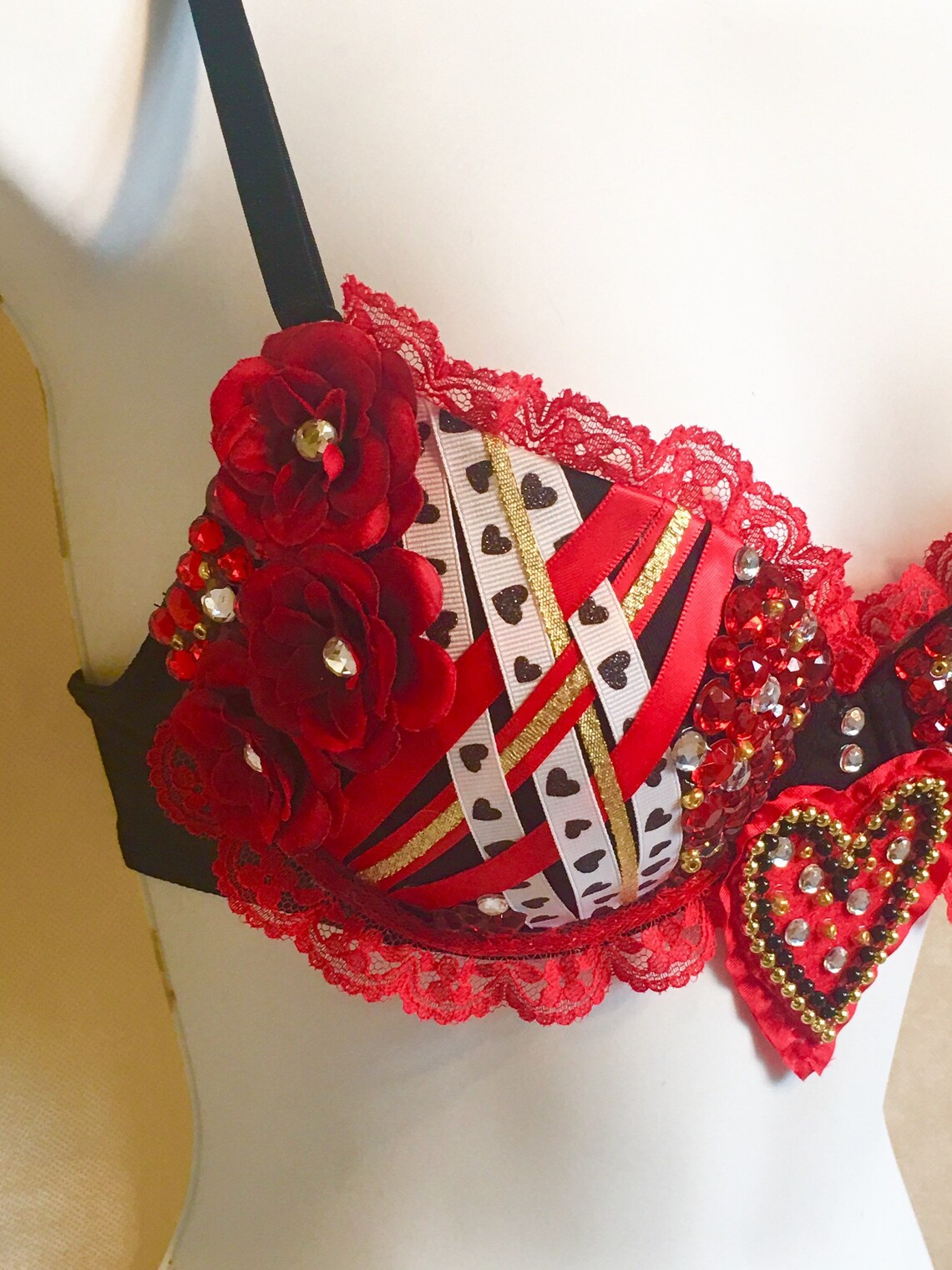 Queen of Hearts Rave Bra /costume Etsy
