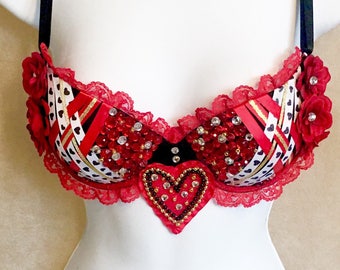 Queen of Hearts rave bra /costume 34A ONLY