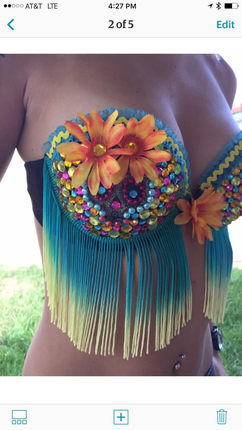 Rave Bra/ Day of the Dead/ Daisy Costume image 2