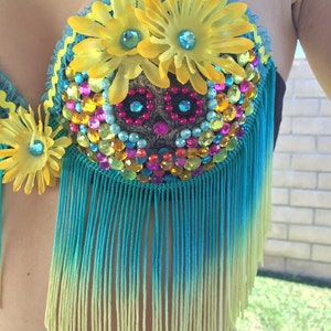 Rave Bra/ Day of the Dead/ Daisy Costume image 5