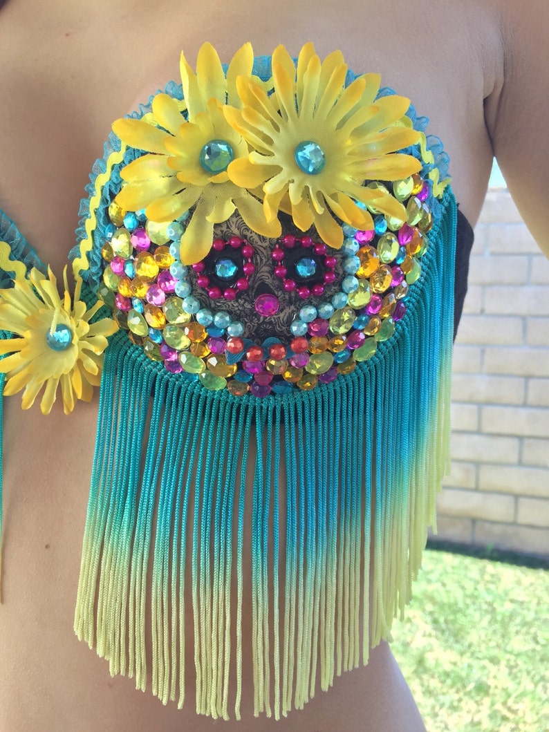 Rave Bra/ Day of the Dead/ Daisy Costume image 5