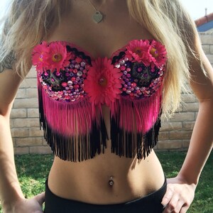 Rave Bra/ Day of the Dead/ Daisy Costume image 1