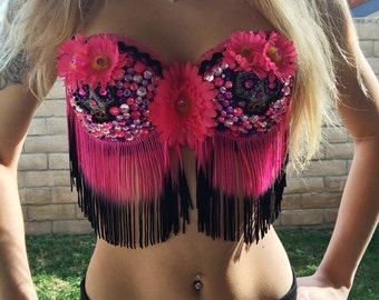 Rave Bra/ Day of the Dead/ Daisy Costume