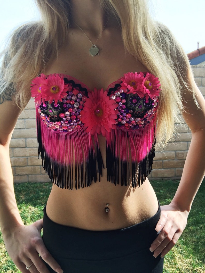Rave Bra/ Day of the Dead/ Daisy Costume image 1
