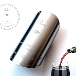 VIN, VERSEUR À VIN Argenté 925, Bouchon-goutte, Version blanche, Le cadeau de vin parfait ! Personnalisable, fait main, surface spéciale