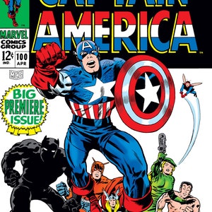 Captain America 100 Comic Cover Silk canvas Fabric Poster (24&quot; x 36&quot; approx)