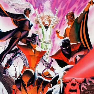 Alex Ross X-Men and Phoenix silk canvas Fabric Poster (36" x 24" approx)