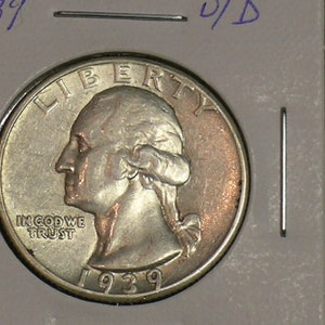 1939 D  Sharp Washington Quarter  -   D over D-      (AE7)