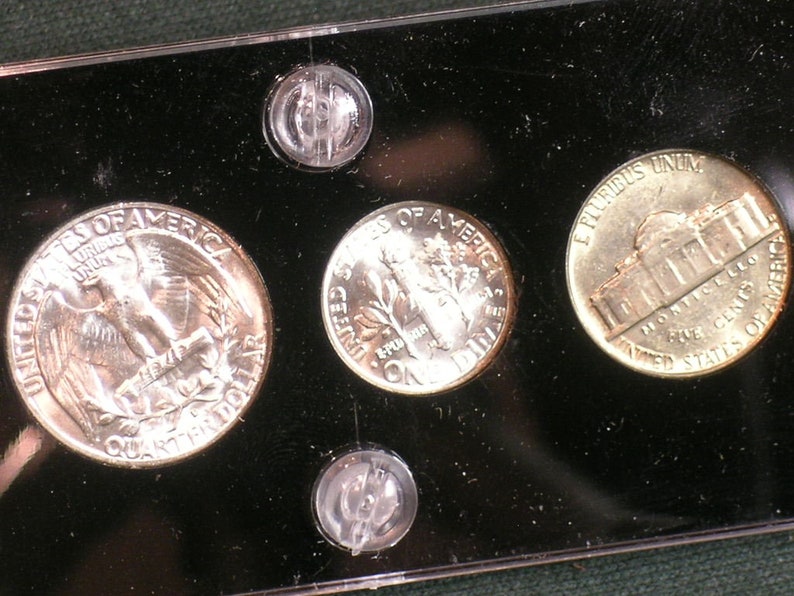 1954 D Brilliant Uncirculated Coin Year Set Vintage 5 coin set Luster Birth Year Capital Holder image 9