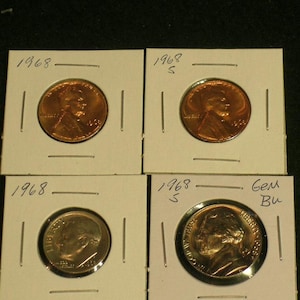 Lot of FOUR 1968 Coins from US Mint Sets --4 Sharp coins  -Read Details      (Lot 58)