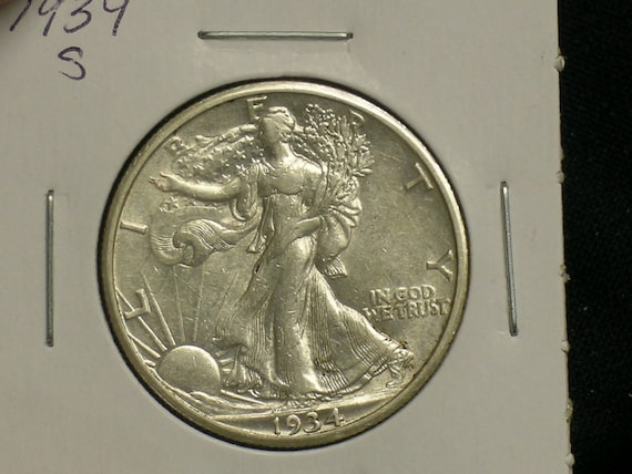 1934-S Sharp AU Walking Liberty Half Dollar - Nice Silver Coin