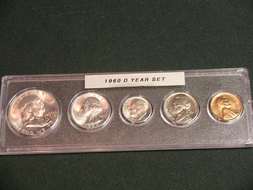1960 D Choice Uncirculated Coin Year Set - Vintage 5 Coin Set Luster ...