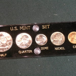 1954 D Brilliant Uncirculated Coin Year Set Vintage 5 coin set Luster Birth Year Capital Holder image 1