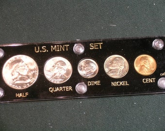 1954  D Brilliant Uncirculated Coin Year Set  - Vintage 5 coin set  Luster  --  Birth Year  - Capital Holder