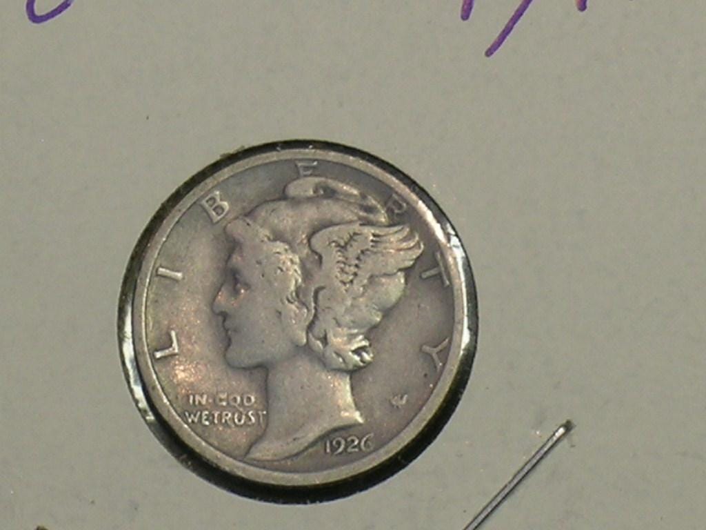 thumbnail image 2 of 1926 Mercury Silver Dime - Good / Very Good Condition - Free Shipping 2 of 6
