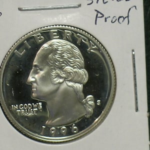 1996-S Choice Silver Proof Washington Quarter  -   Deep Cameo         (AC1)