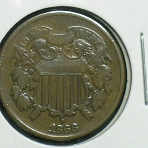 1868 Sharp Two Cent Coin -   Type Coin -              (AD9-4)
