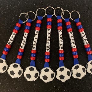 Football Soccer Futsal Personalised Key Chain Ring End of Season Team Gifts Presents Coach Bag Tag Sport Colours Boys Dad Girls Players