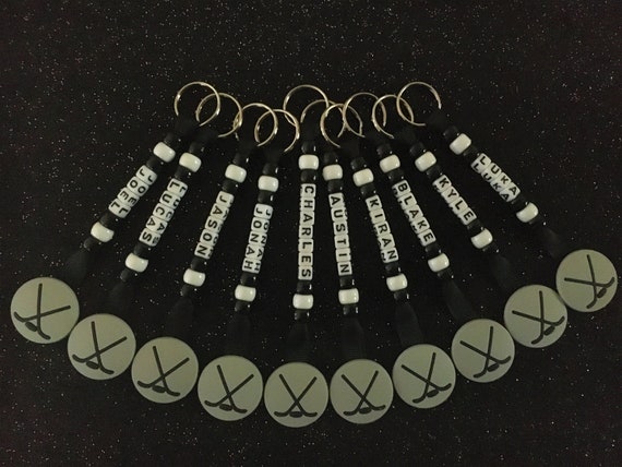 Hockey Ice Personalised Key chain Team Coach Sticks Puck Gifts End of  Season Present Ring Bag Tag Sport School Birthday Boy Girl Dad Colours