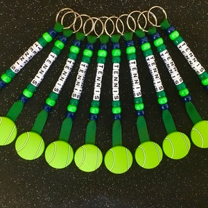Tennis Personalized Key Chain Ring Team Coach Player Gifts Presentation Bag Tag Sport School Birthday Boy End of Season Dad Mom Girl Boy