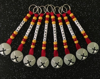 Field Hockey Christmas Team Gifts Personalized Key chain Coach Sticks End of Season Present Ring Bag Tag School Birthday Boy Girl Dad Colors