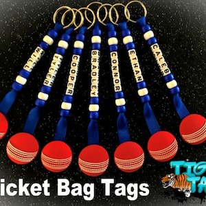 Cricket Personalized Key Chain Ring End of Season Team Gifts Presents Coach Bag Tag Sport Birthday Boys Presentation Players Dad Ball