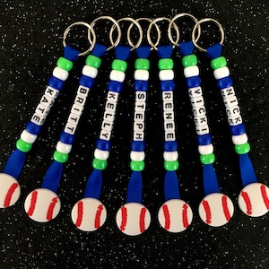 Baseball T Tee Ball Personalized End of Season Key Chain Ring Team Coach Player Gifts Presents Key Tag Sport School Birthday Colors Boy Dad