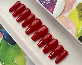 Es Rojo / Por favor, elige el precio correcto para UNA TALLA o compra 2 cantidades para igualar 1 Talla Única / INCLUYE Gel Fortalecedor /Uñas Joyas