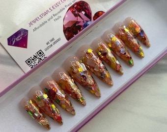 Fall/Thanksgiving nails || Hard gel | not polish || reusable || Jewels nails
