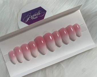 Pink Jelly and white Babyboomer | reusable | hard gel | not polish | gel overlay | Jewels nails