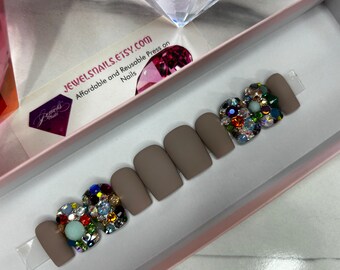 Matte & Multicolor Swarovski 2  | Bling | Gel nails | Jewels Nails