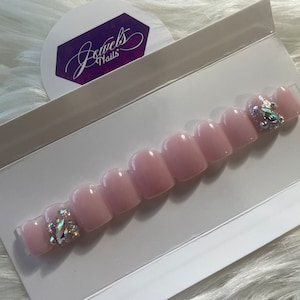 Pink & Bling || Reusable || Hard gel || press on nails || Jewels Nails
