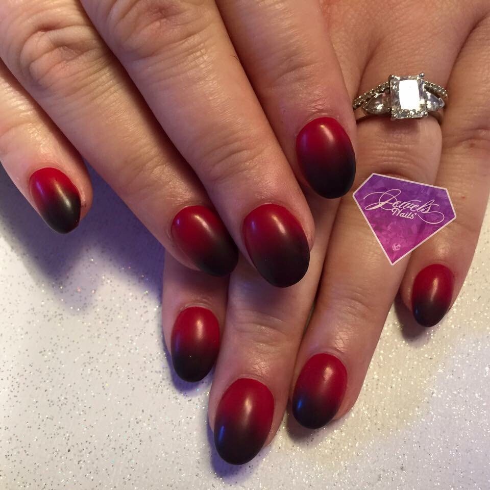 Black Red Ombre Regular Or Gel Jewels Nails Etsy