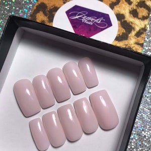 Pale Pink Gel Overlay Press on Nails Reusable Press Ons False Nails Hard Gel Jewels Nails - Etsy