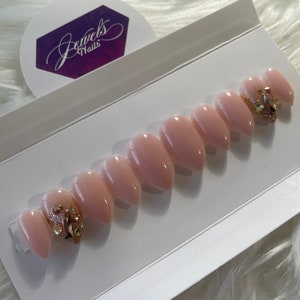 Rose gold bling || Reusable || Hard gel/ gel overlay || press on nails || Jewels Nails