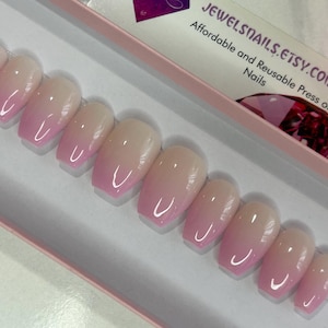 Orchid Pink Ombré ||  reusable || press ons || false nails || hard gel || Jewels Nails