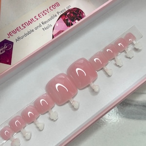 Semi Opaque Pink jelly hard overlay toes | custom size (please measure all 10 toes) or buy toe sizing kit | reusable | Jewels Nails