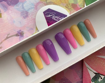 Purple to Pastels | Please choose the right price for ONE SIZE or buy 2 quantities to equal to 1 One size | Jewels Nails