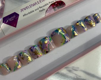 Marble freestyles 2 || hard gel with gel color || reusable || Jewels nails