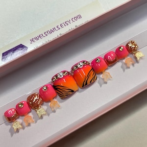 Summer sunsets | NOTE your custom size (please measure all 10 toes) or buy toe sizing kit | Reusable | hard gel |