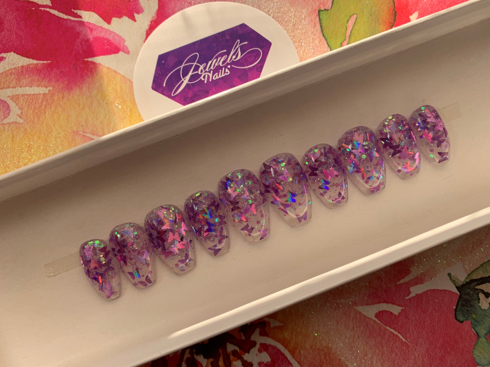 Purple Butterflies Gel Overlay Not Polish Jewels Nails - Etsy