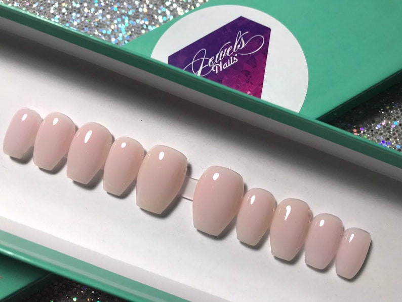 Pale Pink Gel overlay Press on nails reusable press | Etsy