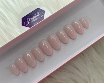 Pale Pink Gel overlay || Press on nails ||  reusable || press ons || false nails || hard gel || Jewels Nails