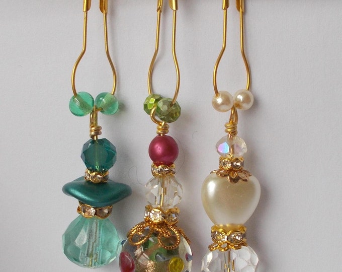 Charms - Three Handmade Junk Journal Dangle Drops / Charms / Vintage Style Boho Embelishments